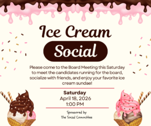 Ice Cream Social April 18th 1:00pm